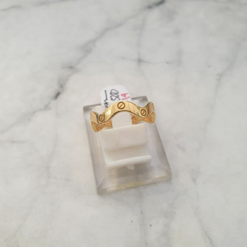 Cincin gelombang emas asli kadar 375 8K