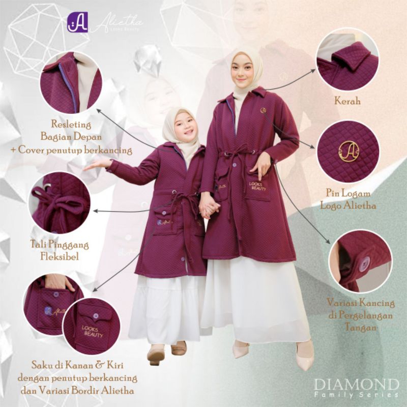 DIAMOND FAMILY SERIES KIDS GIRL VERSION ORI ALIETHA JACKET ANAK TERBARU SWEATER MODERN KEKINIAN