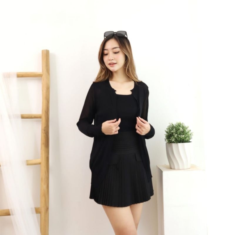 MDLV ~ 5890# Adelin Knitted 2pcs Set iner + Cardigan Rajut Import