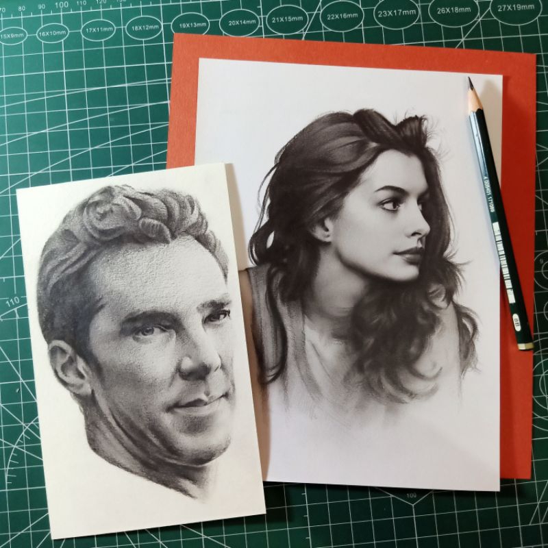 Sketsa wajah pensil plus bingkai | original handmade | Kado pajangan hadiah koleksi dekorasi
