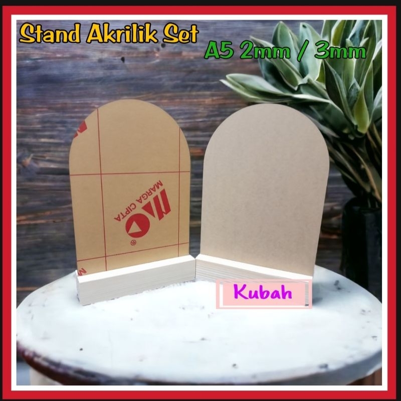 Akrilik Stand Kayu A5 / Akrilik 2MM A5 / Akrilik 3MM A5