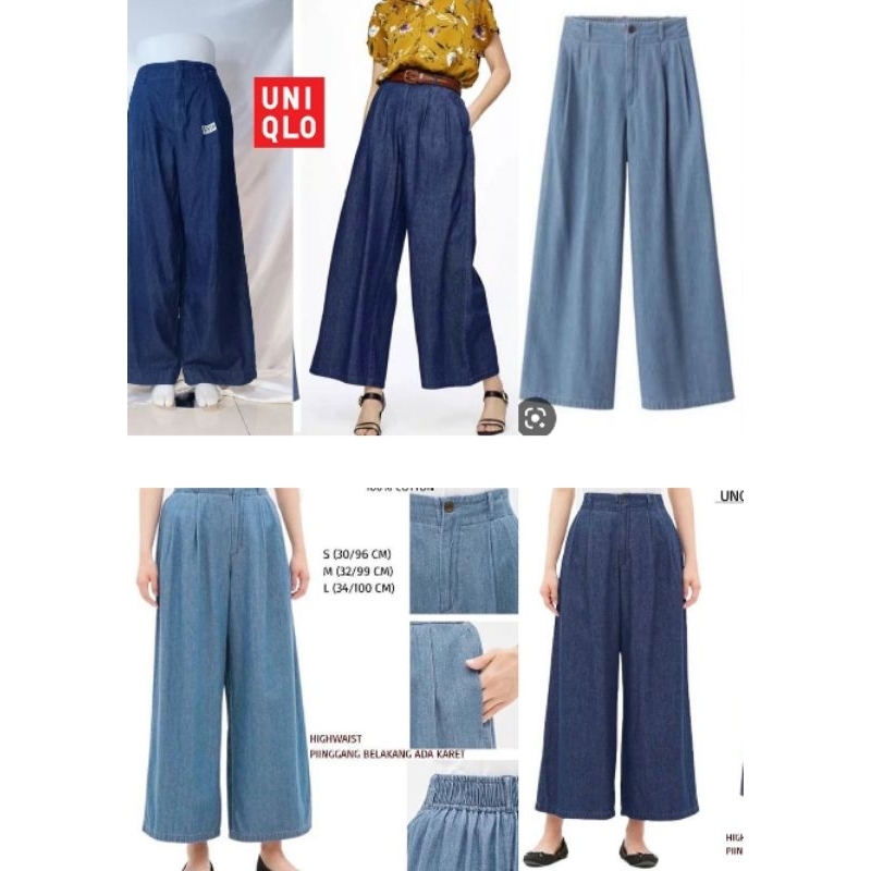 Celana jeans denim kulot uniqlo wanita