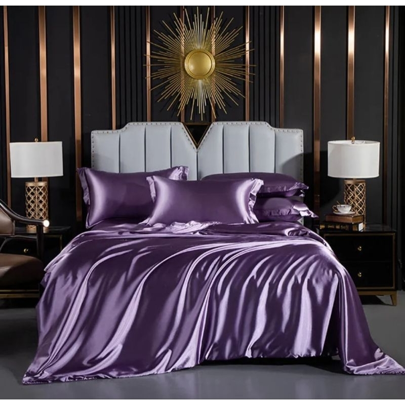Bedcover Set Sprei Satin Premium 2 Color UK 200x200 Extra King Size/Sprei satin premium/Bedcover Sat