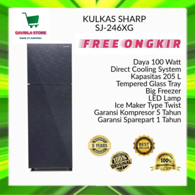 KULKAS 2 PINTU SHARP SJ 246XG SJ 246 XG SJ246XG ORIGINAL BERGARANSI