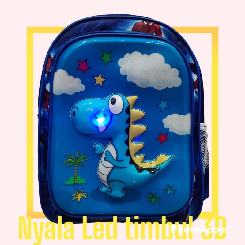 Tas Mixue Ransel anak sekolah Sd Tk Karakater miksu dino / Ransel embos timbul nyala led anak perempuan laki-laki