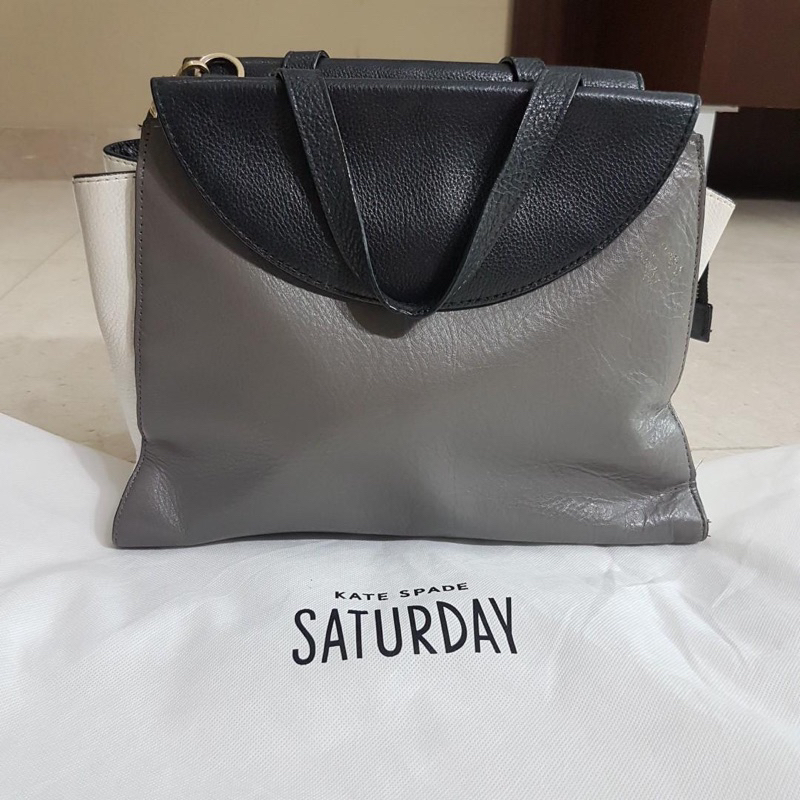 Kate Spade Saturday The three color Block satchel. Grey/Black/White leather.