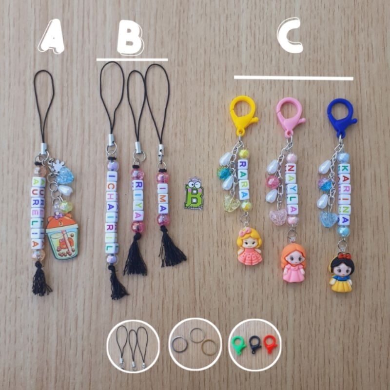 Gantungan custom nama | gantungan reques | inisial Huruf | Souvenir | Strap HP | Gantungan HP | Gant