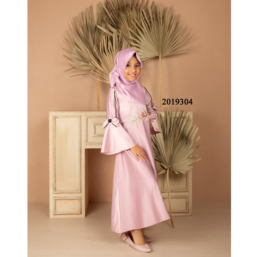 Nywan Apparel baju pakaian Gamis long dress Anak perempuan lebaran 2024 Satin mewah pink, krem, 1,2,3,4,5,6,7,8,9,10,11,12,13,14 Tahun termasuk hijab-2019304 Ungu