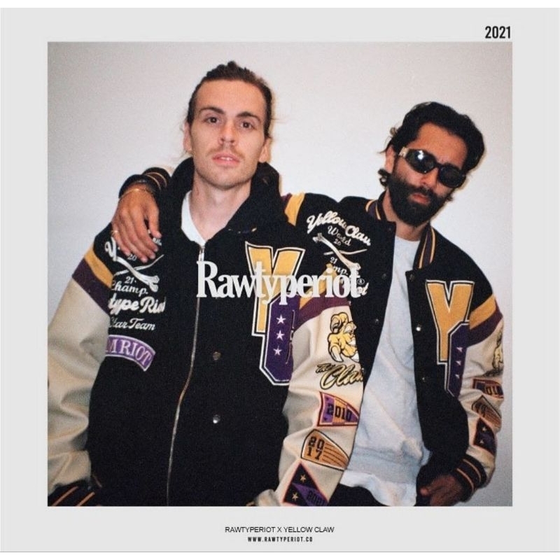 VARSITY JACKET RAWTYPE RIOT X YELLOW CLAW ORIGINAL LIMITED EDITION RAW TYPE RTR YC RARE ITEM