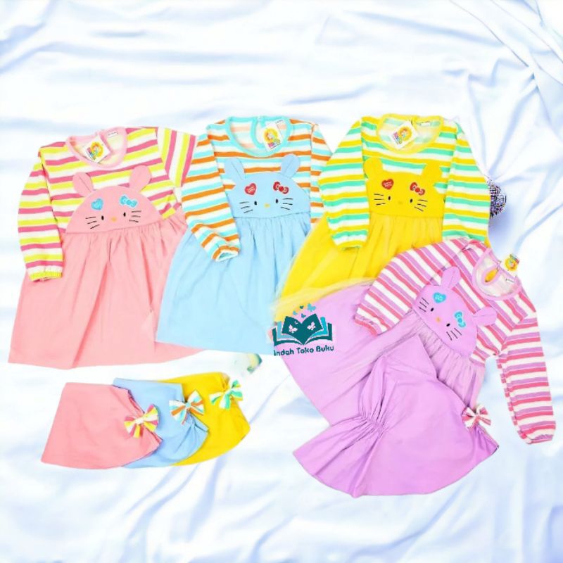 B04 - Baju Muslim Bayi Perempuan Dress Gamis Bayi Perempuan 3-18 Bulan Tutu Tile Baju Muslim Anak Mu