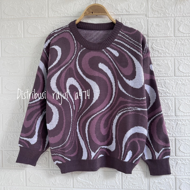 KIANA SWEATER RAJUT CROP MOTIF ZEBRA ATASAN LENGAN PANJANG WANITA