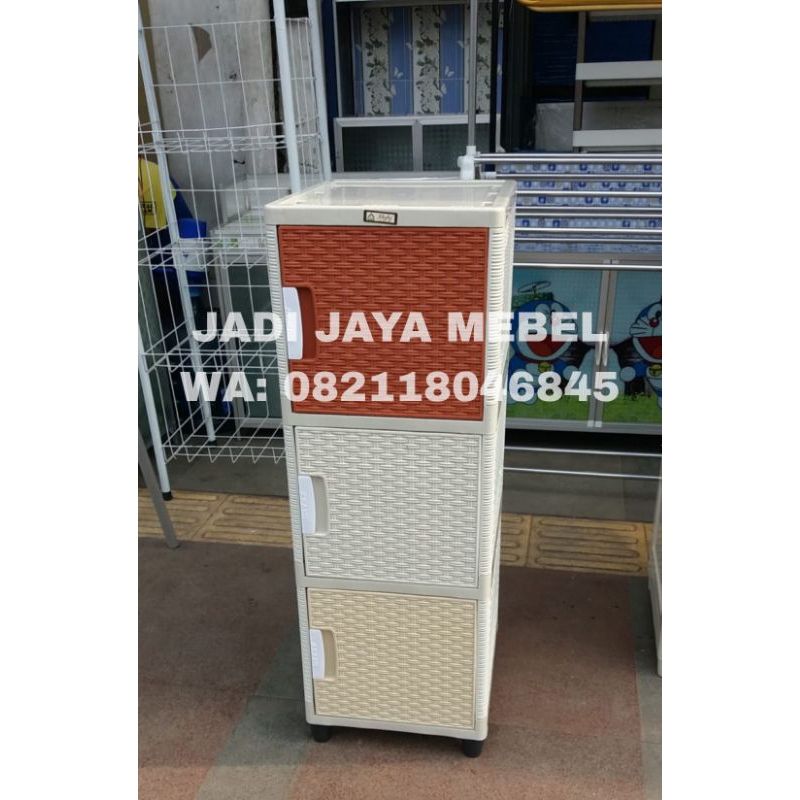 Lemari Pakaian Plastik Minimalis Akako Swing (3 Susun)