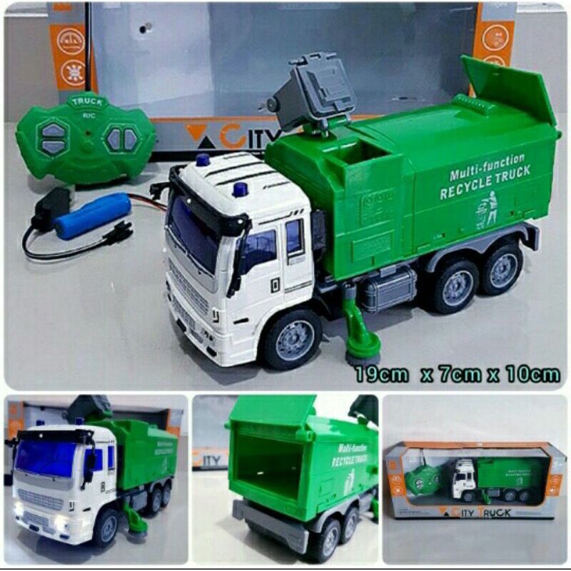 Mainan anak mobil rc truck sampah remote control city truck sampah hijau K632