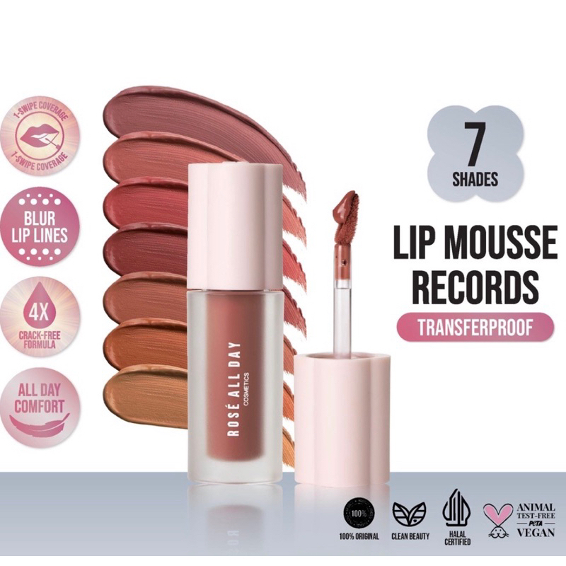 Rose All Day Lip Mousse Records Original COD BPOM - Lipstick Matte