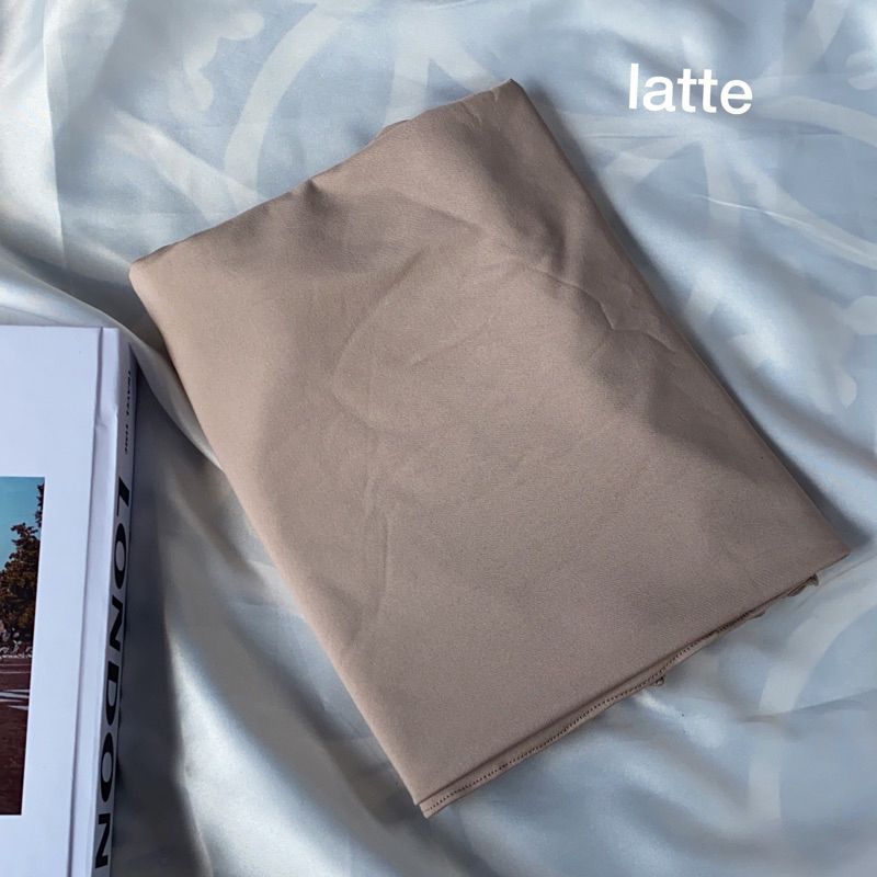 pashmina kaos premium/hijab jersy premium/jilbab pashmina instan/pashmina rayon/pashmina bagus murah-Latte(tanah)