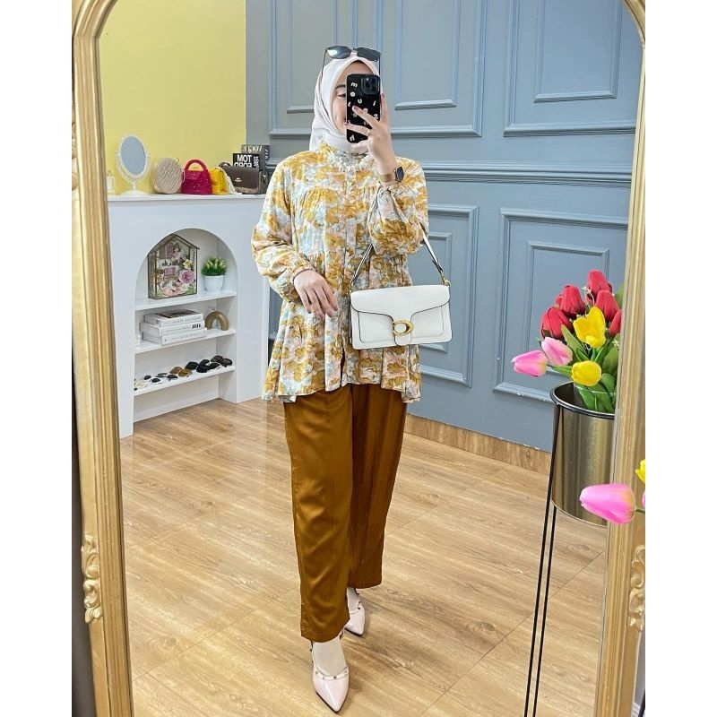 Set Seya oneset rayon twill setelan Bunga