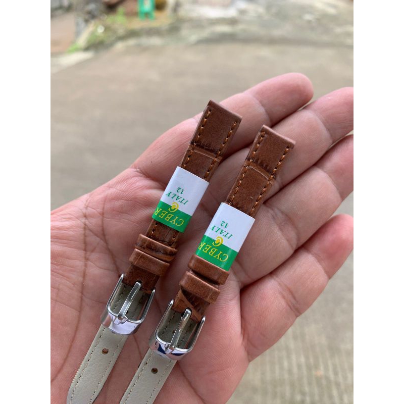 Strap tali jam tangan cyber original coklat 12mm motif