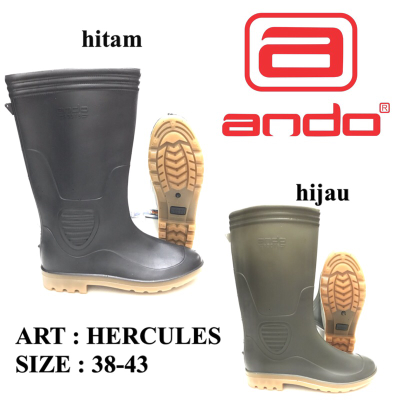 Sepatu Pabrik Safety Boots ANDO Hercules Sepatu Tinggi Kontruksi Proyek Hijau dan Hitam