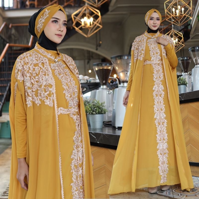 Kaftan Dewi Joda Bordir Payet Free Manset Gamis dan Ciput Original Butik