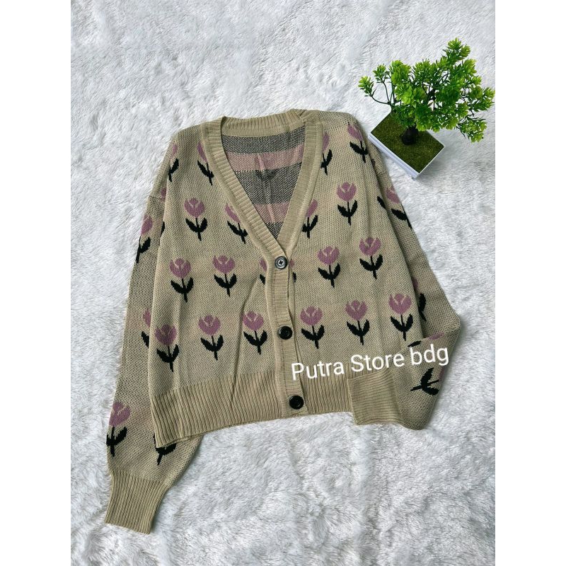 MAWAR CROP CARDI MOTIF//ATASAN WANITA