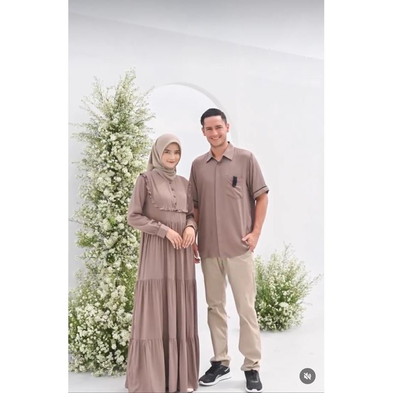 SODIQI Couple - Baju Gamis Dress Kemeja Couple Pasangan Busui Bahan Katun Poly Micro Lengan Tangan P