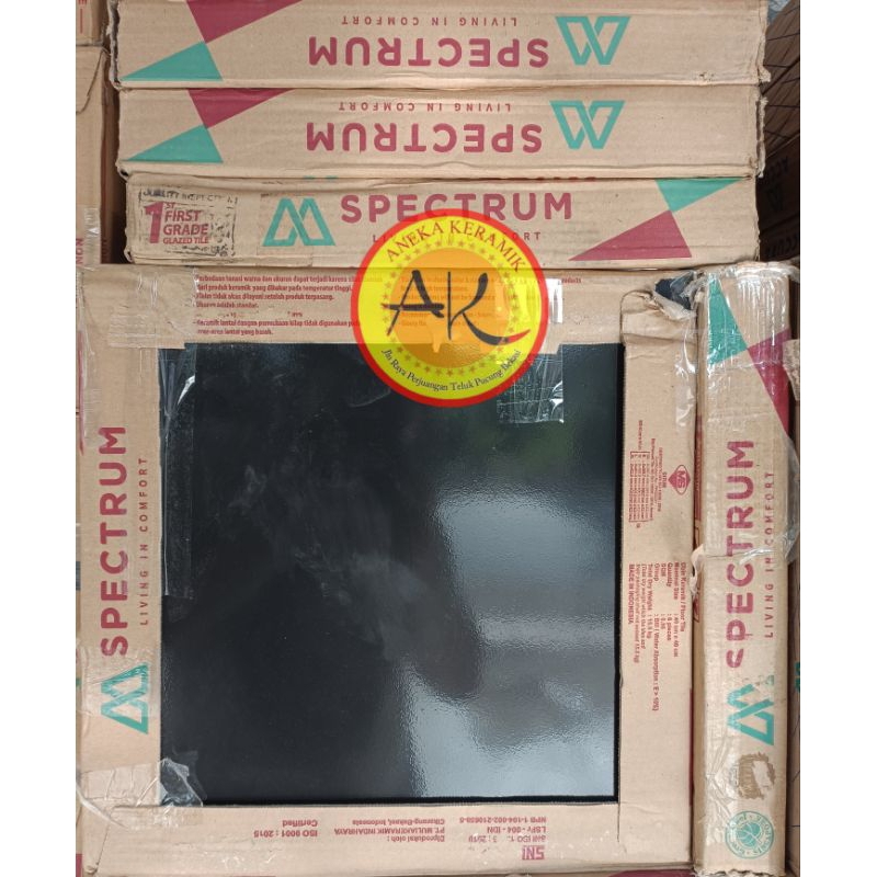 Keramik 40x40 Charcoal Black / Hitam Polos Glossy