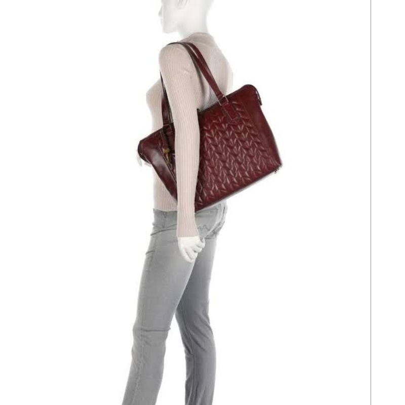 Jacqueline tote wine tas kulit wanita asli 100% FSL