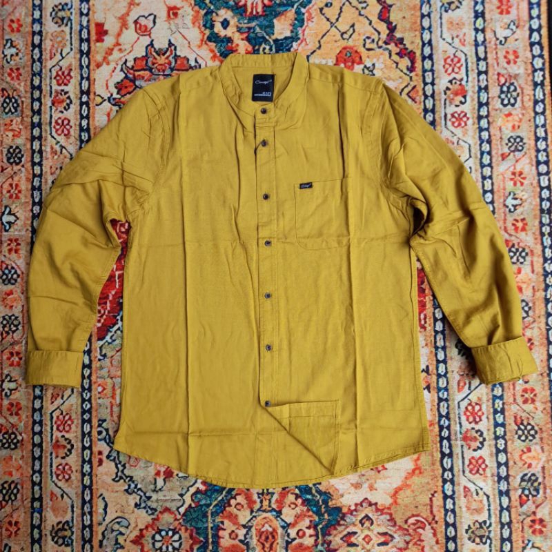 kemeja semi koko lengan panjang/kemeja shanghai/kemeja pria/kemeja koko full kancing/kemeja concept