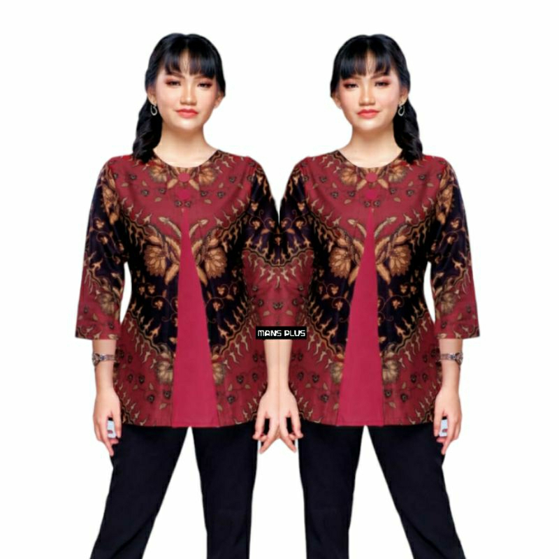 Blouse Wanita Batik Jumbo Modern XXXL Atasan Batik Big Size 4L-5L Baju Kerja Wanita DHL