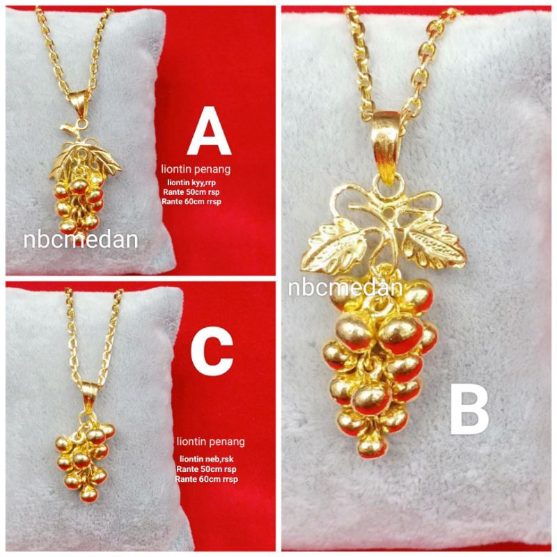 Kalung anggur golden, emas london lapis cairan mas 24 k,bisa disepuh ulang