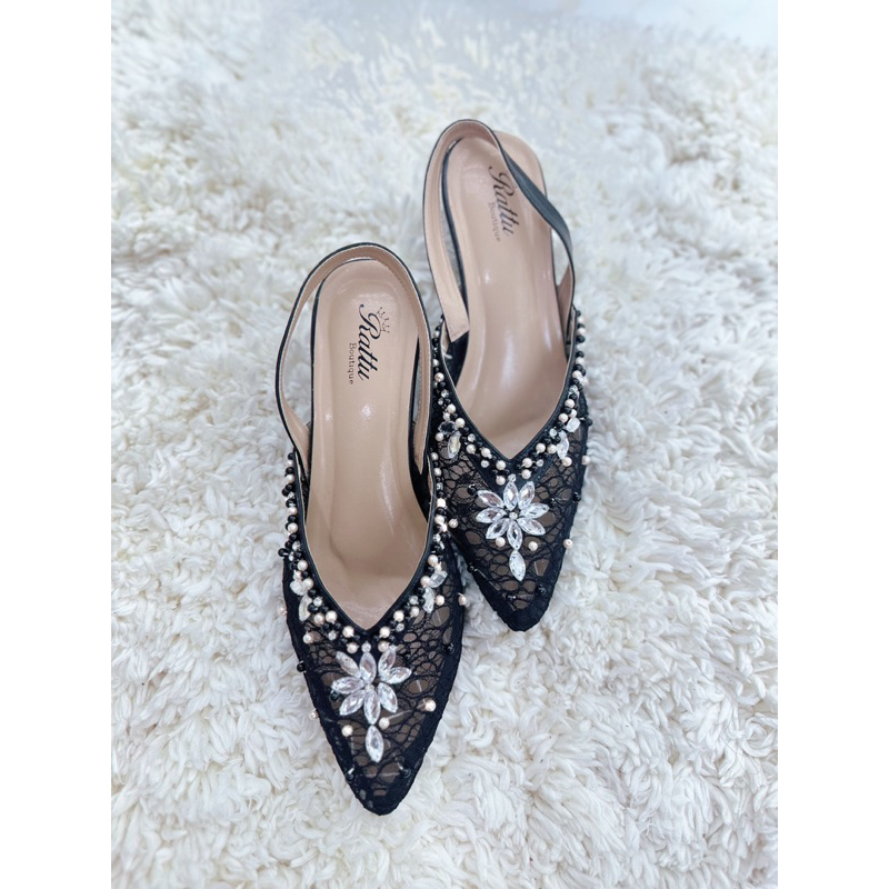 Termurah!!! COD sendal payet genjang hak 5cmmewah rattu series