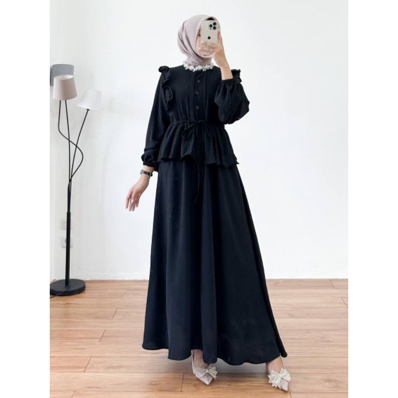 SLAVINA MAXI -gamis polos menyatu looks rok-