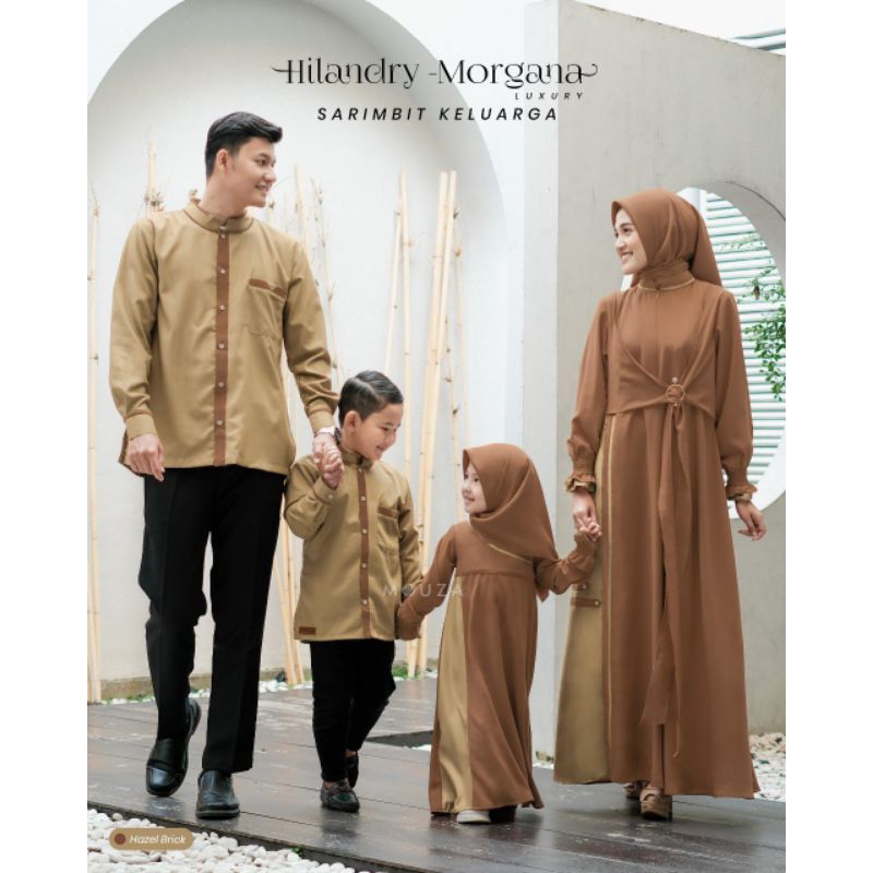 Mouza Hilandry Morgana Hazel Brick Sarimbit Keluarga Kemko Gamis Set Square