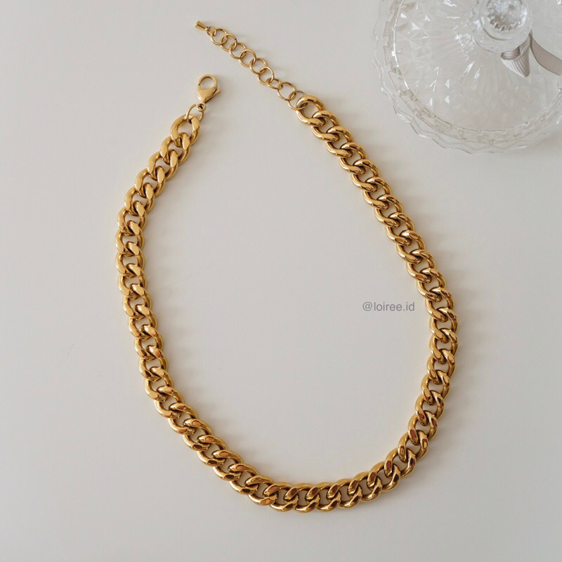 LUCIA | Everyday Collection - Gold Plated Thick Cuban Chain Necklace - Kalung Wanita