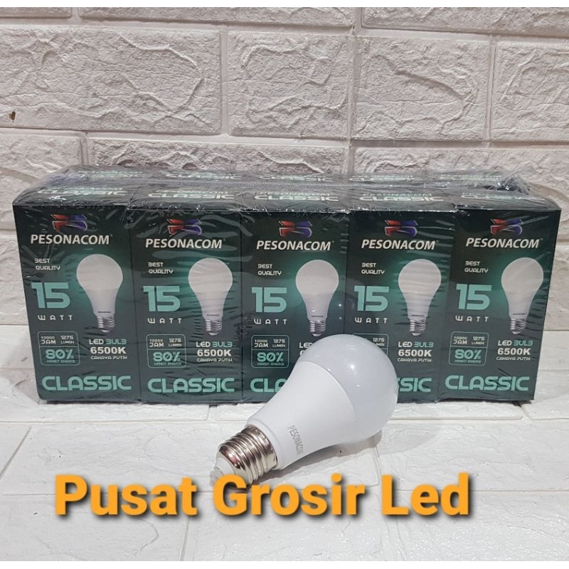 LAMPU LED PESONACOM CLASSIC 15 WATT CAHAYA PUTIH BERGARANSI 1 TAHUN