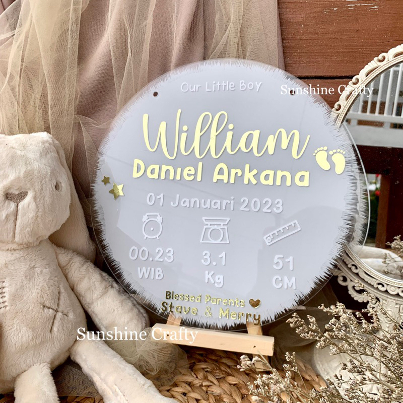 HOSPITAL BOARD BULAT / PAPAN NAMA BAYI BULAT / HOSPITAL BOARD ROUND / Papan Nama Bayi Newborn / SUNSHINE CRAFTY