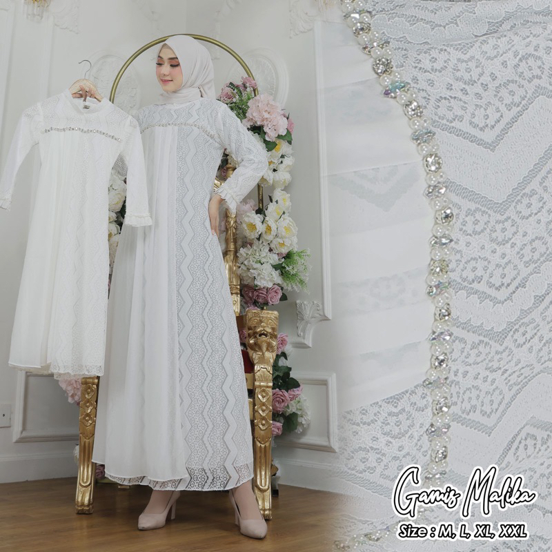 Couple Gamis  Malika / Kebaya Couple Ibu dan Anak Perempuan / Kebaya Gamis Modern / Gamis Pesta Mewah / Gamis Brukat