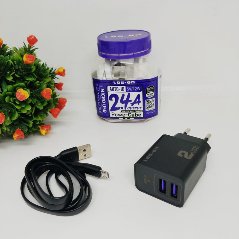 Charger LOG ON 5V/12W 2.4A Output Type C Micro Plus Packing Toples BY SEN