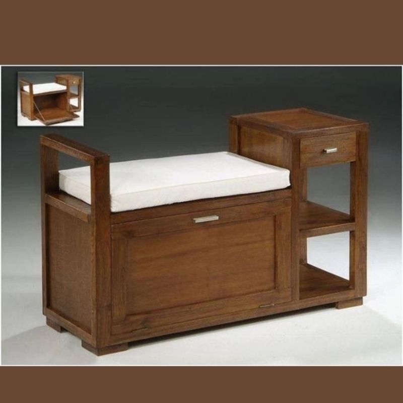 Storage bench kayu jati/Bangku rak sepatu kayu jati
