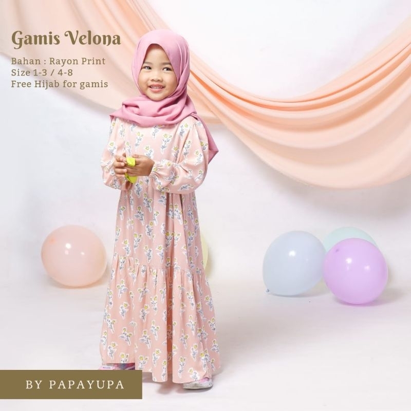 Gamis Velona Tulip Salem by PAPAYUPA size 1 - 7 thn