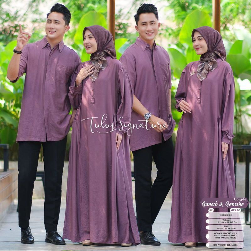 GANESH &amp; GANESHA #2 COUPLE BY TULUS SIGNATURE / BAJU COUPLE GAMIS CRINKLE / BAJU LEBARAN COUPLE