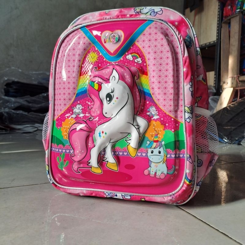 Ransel sekolah motif UNICRON bisa nyala ber-LED model timbul 3D