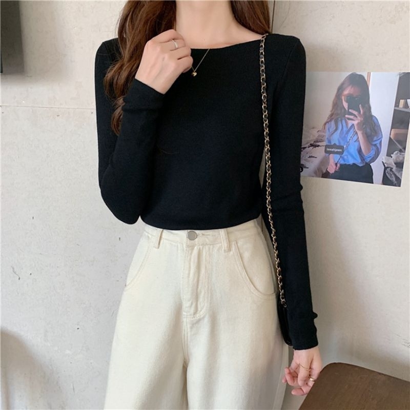 Atasan Rajut Importt Wanita Knitwear Fashion Korean Crop Long Sleeve Knit Top Atasan Crop Atasan Korean Style Wanita