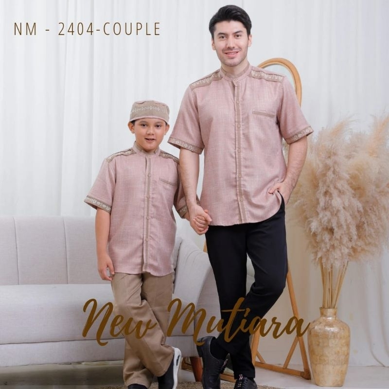 Baju Koko Ghanim Couple Dewasa Anak Warna Salem | BAHAN KATUN