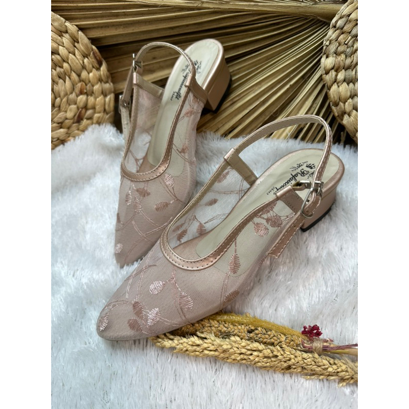 sepatu wanita clarisa rosegold 3cm