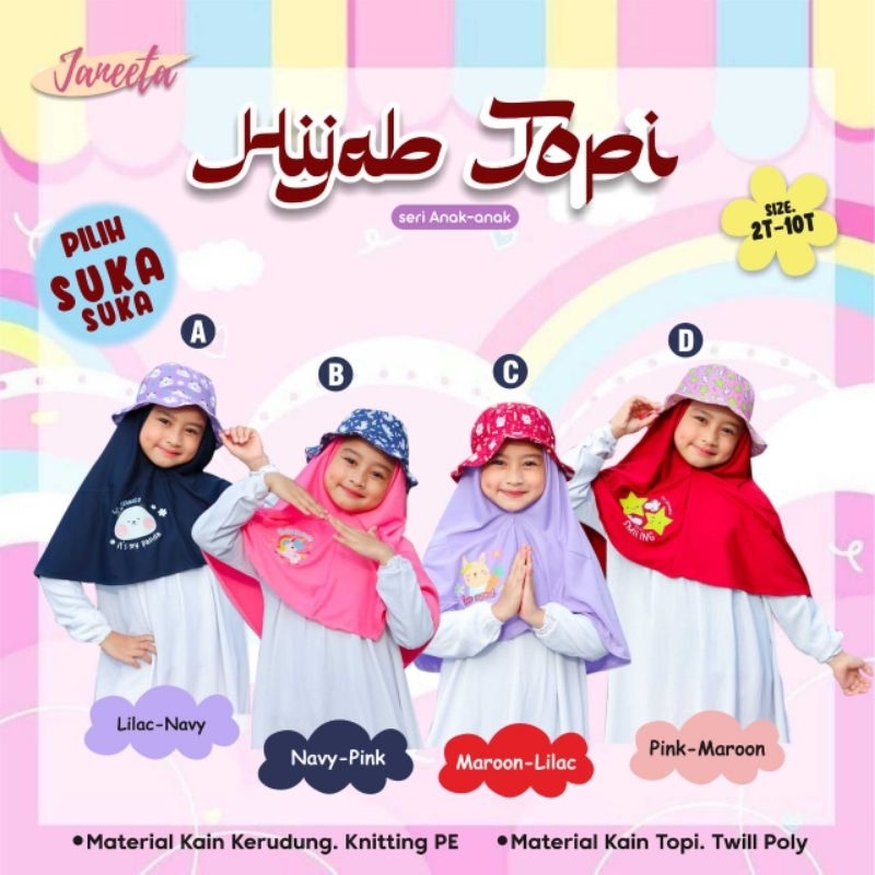 Janeeta READY New Katalog Seri dan Pilih Suka2 Hijab Topi Janeetha seperti vittokidswear