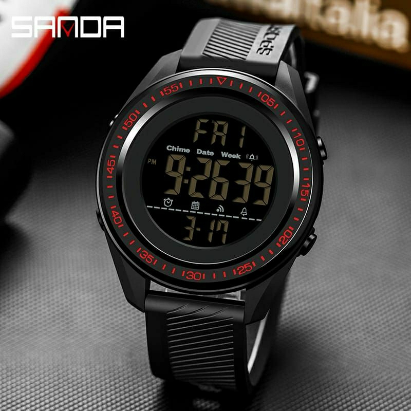 Jam Tangan SANDA 6013 Jam Tangan Pria Digital EL Backlight Sport Watch Anti Air