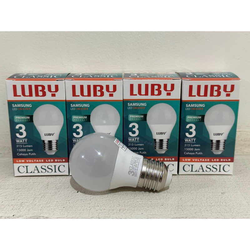 Lampu LED LUBY Classic Cahaya Putih 3W, 5W, 7W, 9W, 12W, 15W, 18W dan 24W