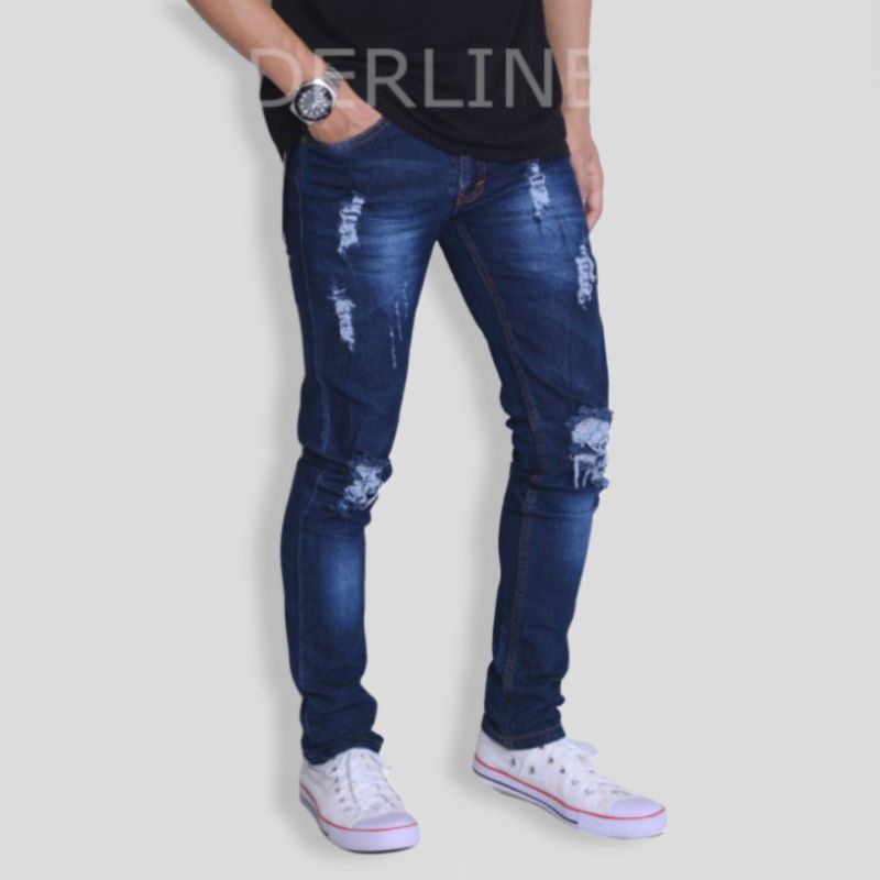 Celana Jeans Pria Panjang Sobek Remaja Distro Original Denim Dewasa Premium Karet Warna Bioblits Keren Anti Luntur Robek Lutut Skinny Import Gaul Ripped Pensil Levis Jumbo Bigsize Ukuran No 28 34 Terlaris Mewah Pensil Reguler Stretch Terbaru Standart