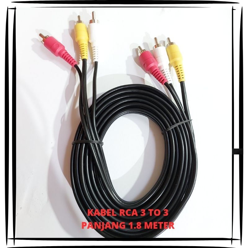 Kabel 3 RCA to Kabel 3 RCA 1.8 meter / Kabel Rca - Rca Av Video / Kabel 3 RCA DVD TV 1.8 Meter Kabel 3 RCA to 3 RCA Transparan Kabel 6 RCA Transparan Kabel DVD ke TV Kabel Speaker Kabel Audio